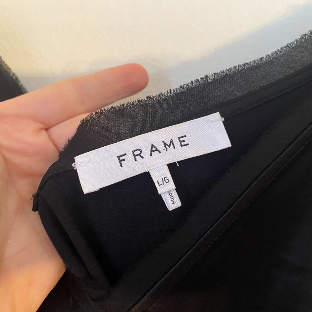 Frame Denim Satin Lounge Tank in Noir Black Size Large - Picture 7 of 7